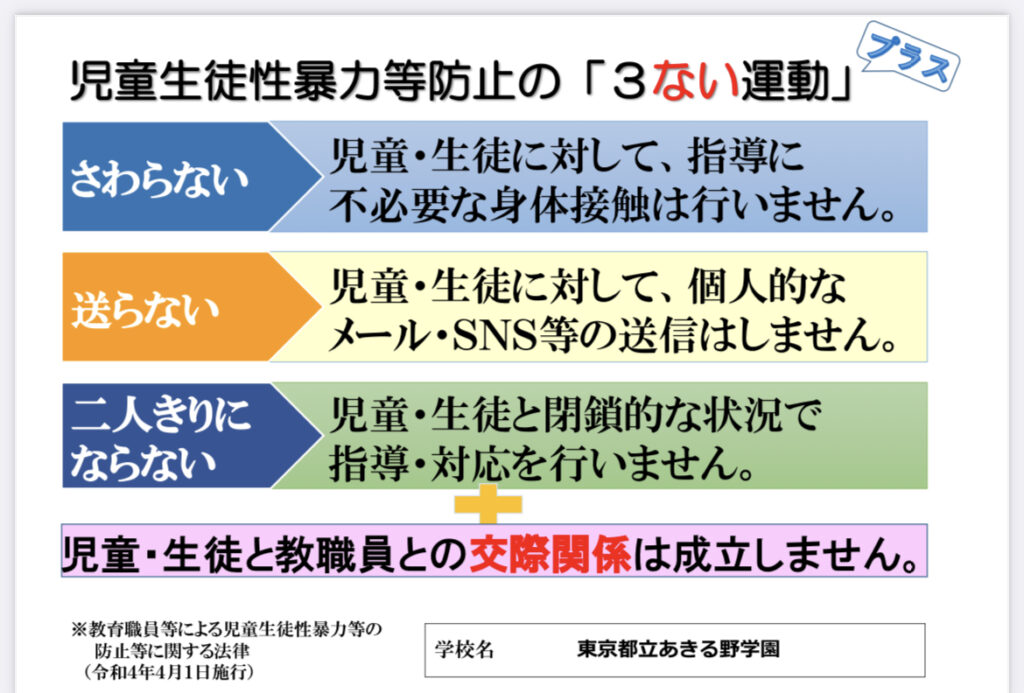 あきる野学園児童生徒性暴力防止の「3ない運動」プラス | 白石悦子